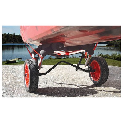 Large Folding Silver and Black Aluminum Kayak Cart with Strap