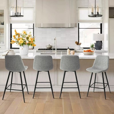 Bingo 26" Upholstered Counter Height Stool with Black Leg (Set of 2 and 4 ) , Midbar Stool for Kitchen Island, Indoor Furniture - Maison Boucle