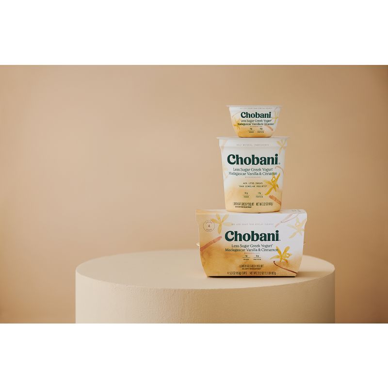 Chobani Less Sugar Low-Fat Blended Madagascar Vanilla &#38; Cinnamon Greek Yogurt - 5.3oz, 5 of 9