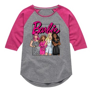 Girls' - Barbie - Girls All Together Shirt Tail Raglan Graphic T-shirt - 1 of 3
