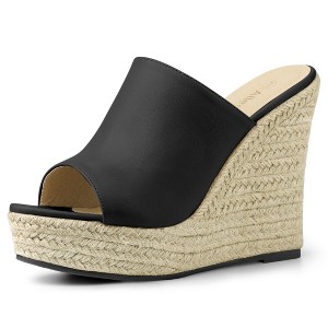 Allegra K Women's Open Toe Padded Insole Slip-on Platform Espadrille Sandals - 1 of 4
