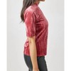 Women's Velvet Fitted Half Sleeve Mock Neck Top - mystree - 3 of 3