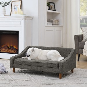 DOMETOUR Durable Elevated Dog Sofa Bed,Pet sofa with modern irregular armrest design,Comfortable soft dog sofa-Dark Gray - 1 of 4