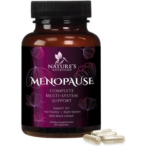 Menopause Support Supplement Highest Potency 1256mg Hot Flash Relief for Women - 60 Capsules By Nature's Nutrition - 1 of 4