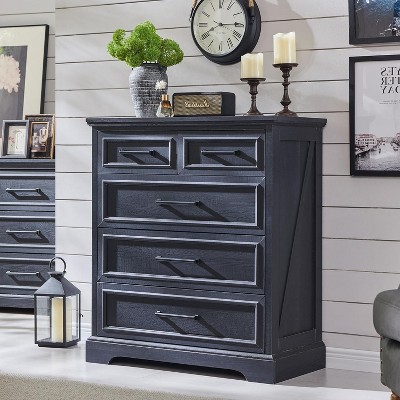 SinCiDo 36" Tall Farmhouse 5 Drawer Dressing Table with Large Drawers and Metal Handles,Suitable for Bedrooms,Living Rooms and Corridors