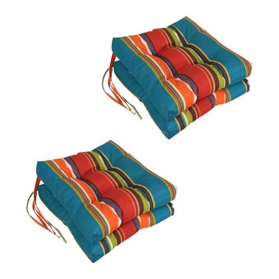 Blazing Needles, 16-inch Spun Polyester Patterned Outdoor Square Tufted Chair Cushions (Set of 4)