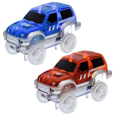 PICASSO-TILES 2 PC Toy Race Cars for Racetrack Set, STEM Toys for Kids 3+