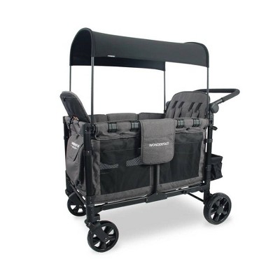WONDERFOLD W4 Elite Pro Wagon Stroller - Jet Black