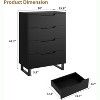 4-Drawer Tall Dresser, 41.7" Freestanding Vertical Storage Cabinet, Wooden Closet Chest for Bedroom, Living Room, Hallway, Entryway, Black - 2 of 4