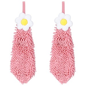 REGALWOVEN Chenille Soft Absorbent Flower Hanging Hand Towels for Bathroom 2 Pcs - 1 of 4