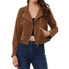 Allegra K Women's Notched Lapel Zip Up Long Sleeve Motorcycle Corduroy Jacket - 2 of 4