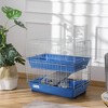 PawHut 2-Tier Small Animal Cage Enclosure, Play House for Bunny, Ferret, Chinchilla with 2 Doors, Platform, Ramp, Dish and Bottle - 3 of 4