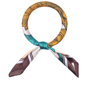 INSPIRE CHIC Women's Floral Printed Satin Square Flowers Silky Neck Scarves 1Pc - 1 of 4