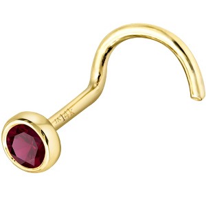 Jewelry Avalanche 22G 14K Gold Bezel-set Ruby Nose Screw Nose Stud - 1 of 3