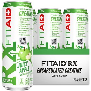 FITAID RX Zero Sugar, Encapsulated Creatine by Creapure, BCAAs, Glucosamine, Turmeric, B-Complex, Electrolytes, Juicy Apple, 12 Fl Oz (Pack of 12) - 1 of 4