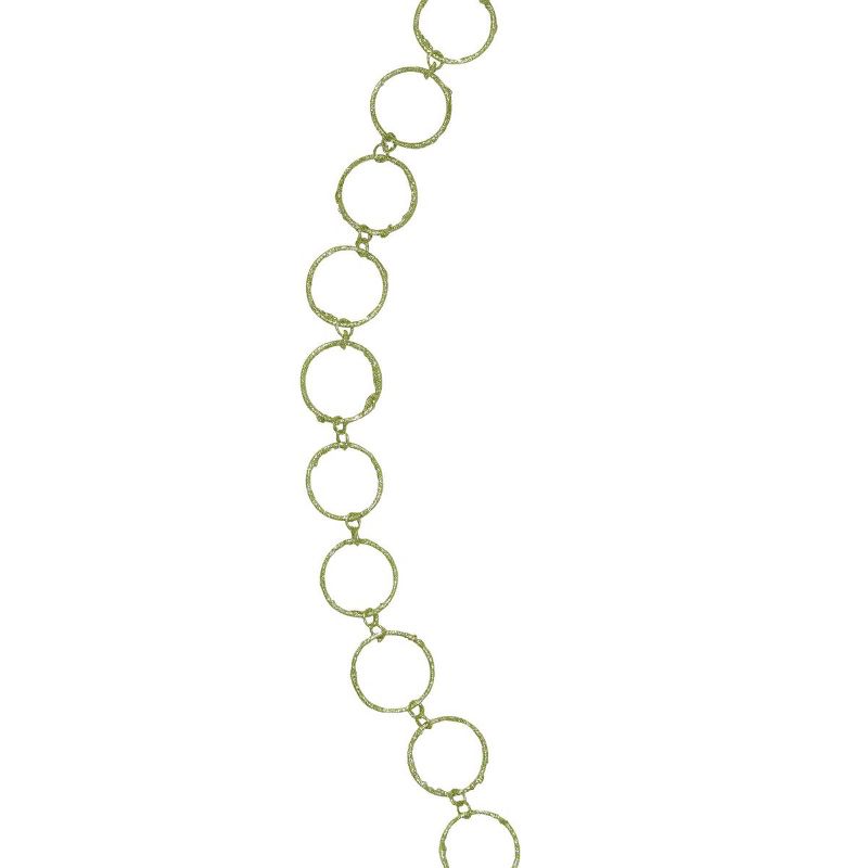 Allstate Floral 5' x 1.75" Lime Green Glittered Round Ring Chain Artificial Christmas Garland - Unlit, 3 of 5