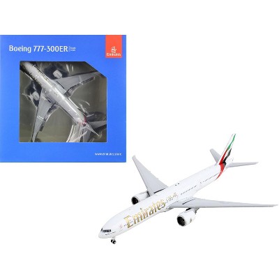 Boeing 777-300ER Commercial Aircraft "Emirates Airlines" White with Tail Stripes 1/400 Diecast Model Airplane by GeminiJets