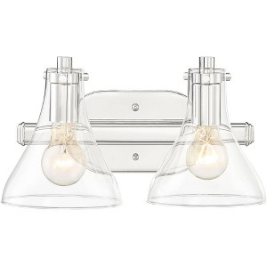 Possini Euro Design Sorren Modern Wall Light Sconce Polished Nickel Hardwire 14" 2-Light Fixture Clear Glass for Bedroom Bathroom Vanity Reading Home - 1 of 4