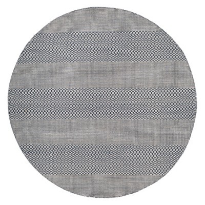 4' Round Striped Woven Area Rug Ivory/navy - Safavieh : Target