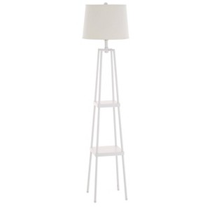 58" Etagere Floor Lamp with Linen Shade, Storage Shelves - Cresswell Lighting - 1 of 4