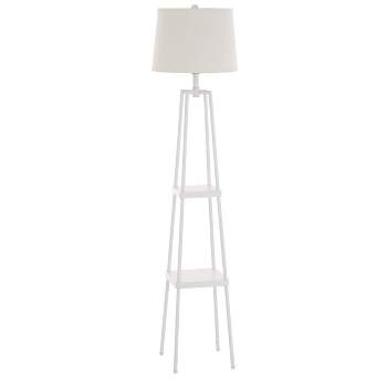 58" Etagere Floor Lamp with Shelves with Linen Shade White - Cresswell Lighting