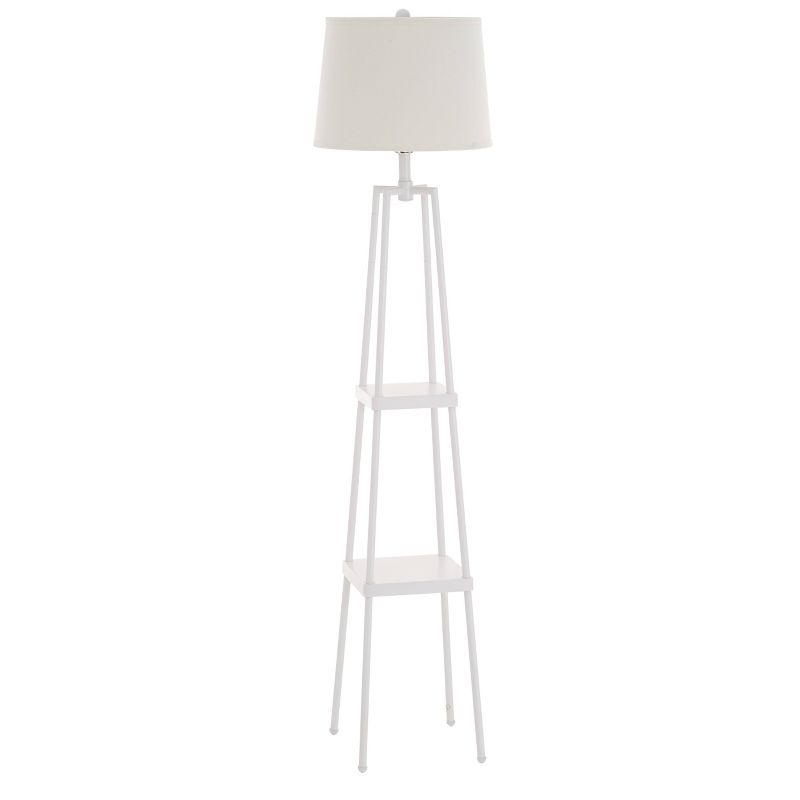 58&#34; Etagere Floor Lamp with Shelves with Linen Shade White - Cresswell Lighting, 1 of 12