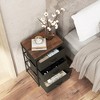 Tangkula 2PCS Fabric Bedside Table 3 Drawers Nightstand Small Dresser Bedroom Living Room - 2 of 4