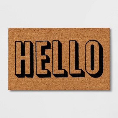 1'6"x2'6" Hello Doormat Black - Room Essentials™