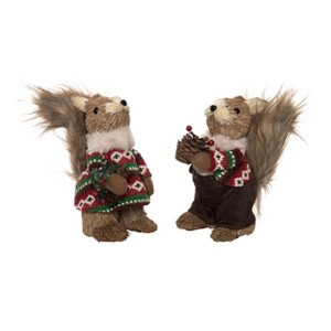 Transpac Medium Foam Sisal Festive Squirrel Set of 2 Christmas Home Decorations - 1 of 1