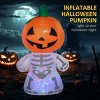 Syemin Decorative Holiday Scene Props Halloween Inflatables Outdoor Decoration Smiling Skeleton Ghost with Pumpkin Head, Orange, 47.25"*34.75"*70.75" - 4 of 4