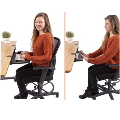 Compact Clamp-On Black Adjustable Keyboard Tray with Non-Slip Surface