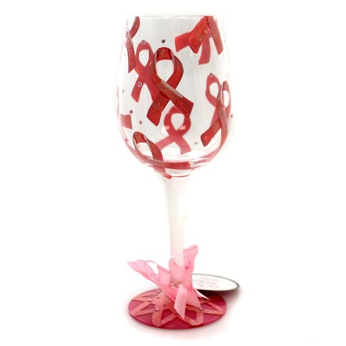 Enesco 9 0 Pink Ribbon Lolita Wine Glass Hand Painted Target