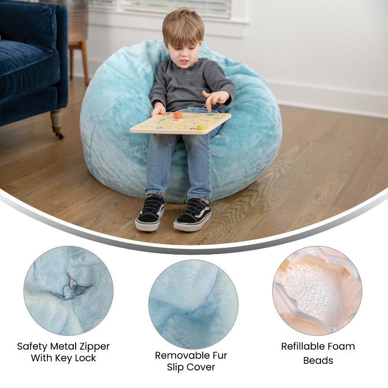 Flash Furniture Small Bean Bag Chair for Kids and Teens, 4 of 9