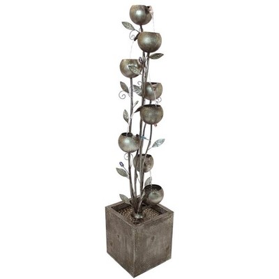 Nearly 6 Foot Tall Bronze Metal Floral Tower Fountain