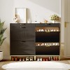 2 Flip Drawers with Drawer, Narrow Shoe Storage Organizer, Freestanding Hidden Shoe Rack Cabinet - 3 of 4