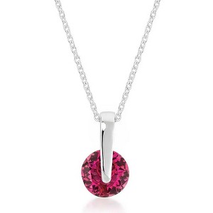 ShineHigh Classic Solitaire CZ Pendant Necklace – 1.8 Ct Round-Cut Cubic Zirconia in Red or Clear with Rhodium-Plated Tension Setting - 1 of 1