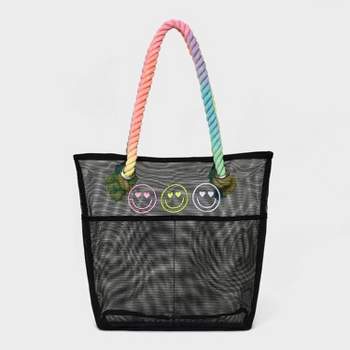 Girls' Smiley Mesh Tote Bag- art class™ Black
