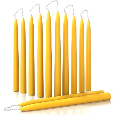 Beeswax Taper Candles 10 inch Set of 12 - Non Toxic and 100% Pure Beeswax Candles Ideal as Dinner Candles or Church Candles