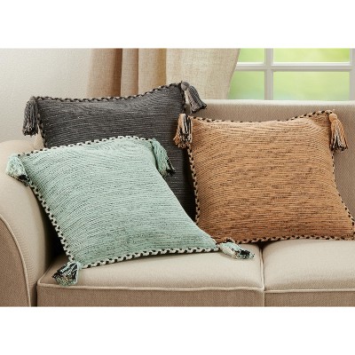 Saro Lifestyle Braided Border Tassel Throw Pillow With Down Filling