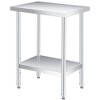 Stainless Steel Table, Heavy Duty Worktable with Adjustable Undershelf and Locking Casters, 2 Tier Metal Prep Table for Kitchen, Restaurant, Garage - 2 of 4