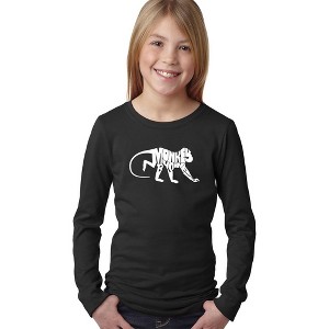 LA Pop Art Girl's Word Art Long Sleeve - Monkey Business - 1 of 4