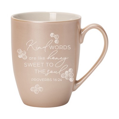 Elanze Designs Kind Words Are Like Honey Sweet To The Soul Precious Pearl 10 ounce New Bone China Coffee Cup Mug