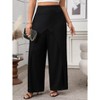 Women's Plus Size Faux Wrap Palazzo Pants Mid Rise Plus Size Wide Leg Pants Asymmetric Pants - 2 of 4