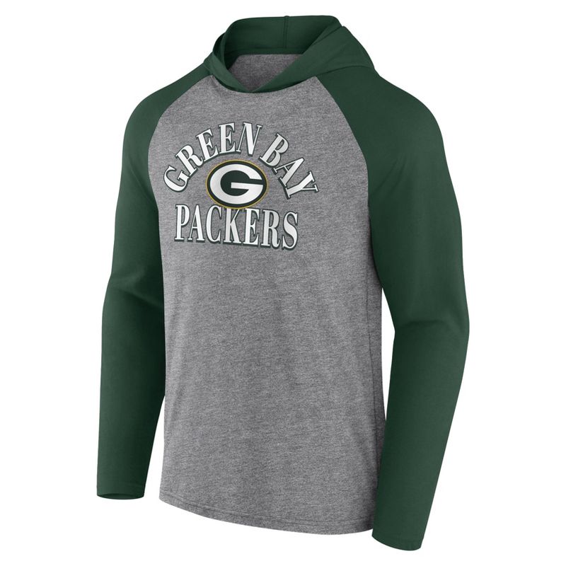 NFL Green Bay Packers Men&#39;s Gray Full Back Run Long Sleeve Lightweight Hooded Sweatshirt, 2 of 4