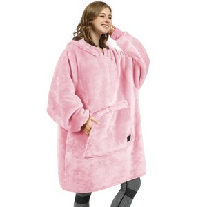 Catalonia Women's Oversized Flannel Blanket Hoodie - Cozy Wearable Plush Fleece Pullover, Soft Lounge Sweatshirt for Home, Camping, Outdoor Comfort - 1 of 4