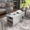 24/7 Shop At Home Turla 37.4" Rectangle Modern Lift Top Coffee Table with Led Lights White - image 2 of 4