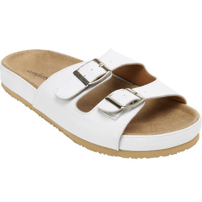 Comfortview Women's Wide Width The Maxi Footbed Sandal, 7 Ww - White ...