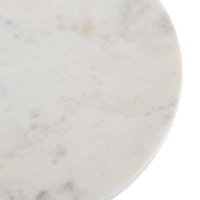 Tira Round White Marble and Gold Metal Side Table