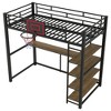 TIRAMISUBEST Twin Size Loft Bed with Bulit-in Desk and Basketball hoop, Metal Loft Bedframe with 4-Tier Storage Shelves for Kids - 4 of 4