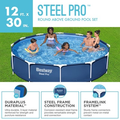 Bestway Steel Pro 12' x 30" Round Above Ground Pool Set with Filter and Pump